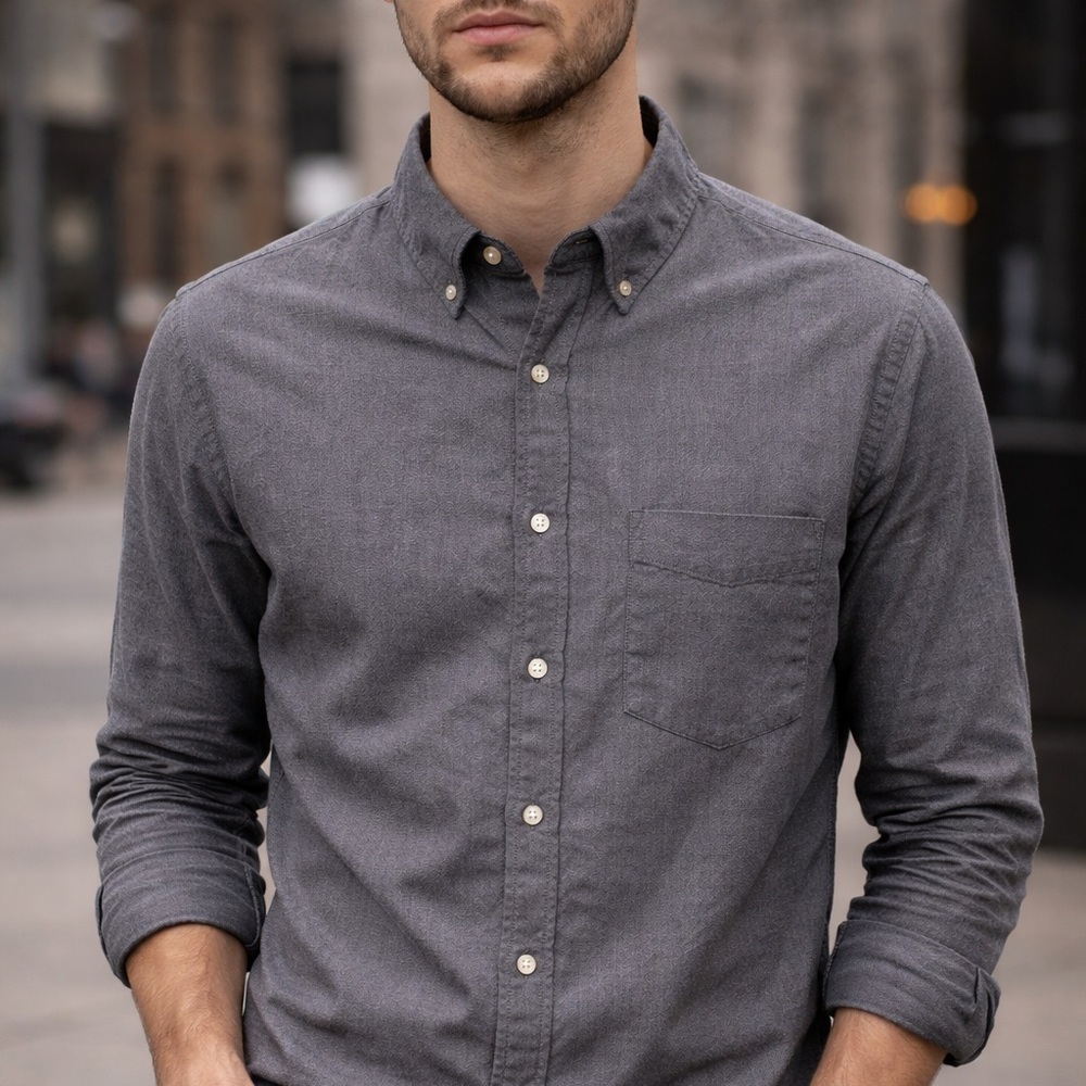 Men's Classic Gray Button-Up Shirt
